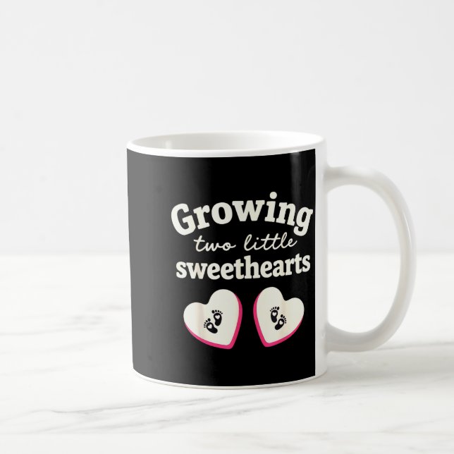 Growing Two Little Sweethearts Valentines Pregnanc Coffee Mug (Right)