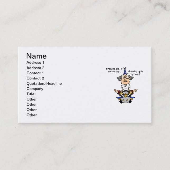 Growing Up is Optional Humour Business Card (Front)