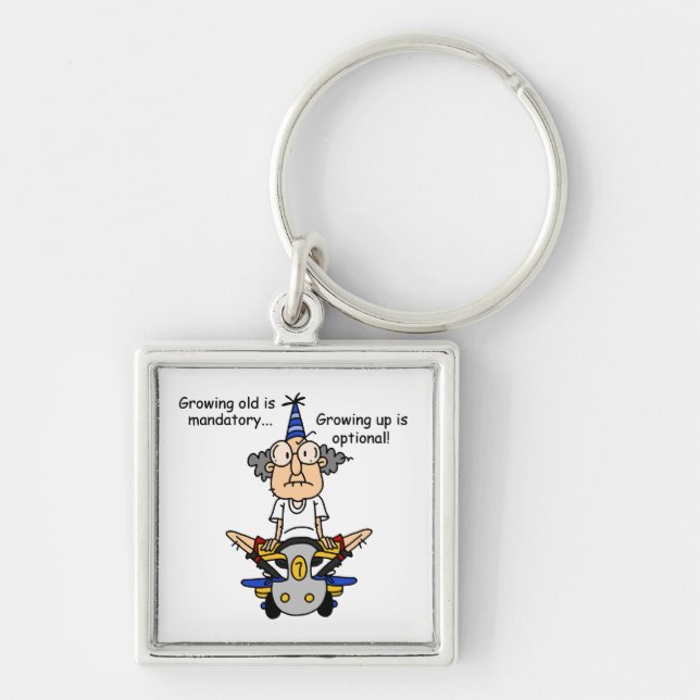 Growing Up is Optional Humour Keychain (Front)