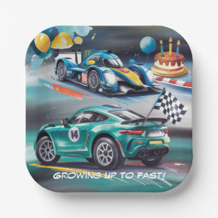 Growing Up To Fast Boy Birthday Party Paper Plate