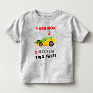 Growing Up Two Fast 2nd Birthday Kids Racing Cars Toddler T-shirt