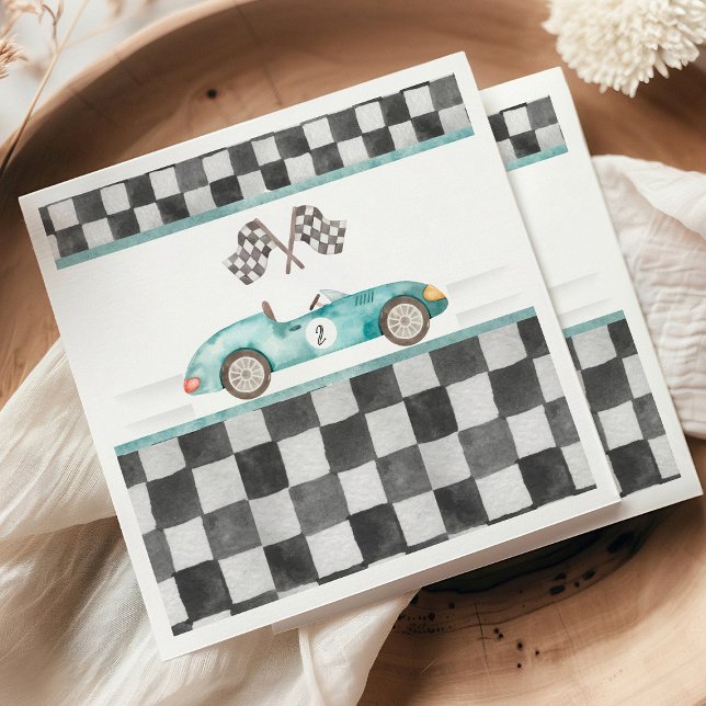 Growing Up Two Fast 2nd Birthday Napkin (Growing Up Two Fast race car theme 2nd birthday party napkins)