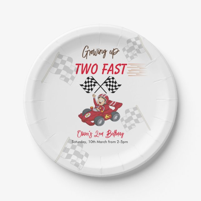 Growing up two fast 2nd Birthday  Paper Plate (Front)
