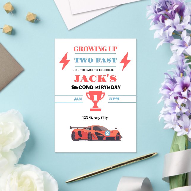Growing Up Two Fast 2nd Birthday Party Invitation (Insitu (Wedding))