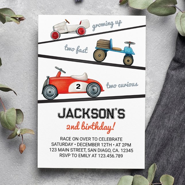 Growing Up Two Fast Birthday Invitation Race Car  (Creator Uploaded)