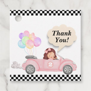 Growing Up Two Fast Pink Race Car Girl 2nd bday Favour Tags