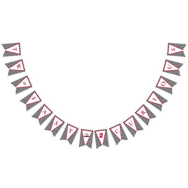 Growing UP TWO Fast Race Car Boy 2nd Birthday  Bunting Flags (All)