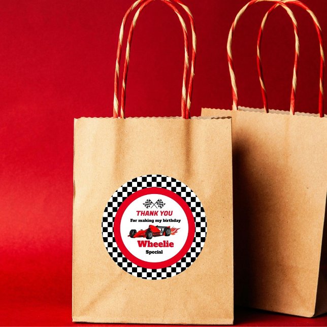 Growing UP TWO Fast  Race Car Boy 2nd Birthday Pap Classic Round Sticker (Creator Uploaded)