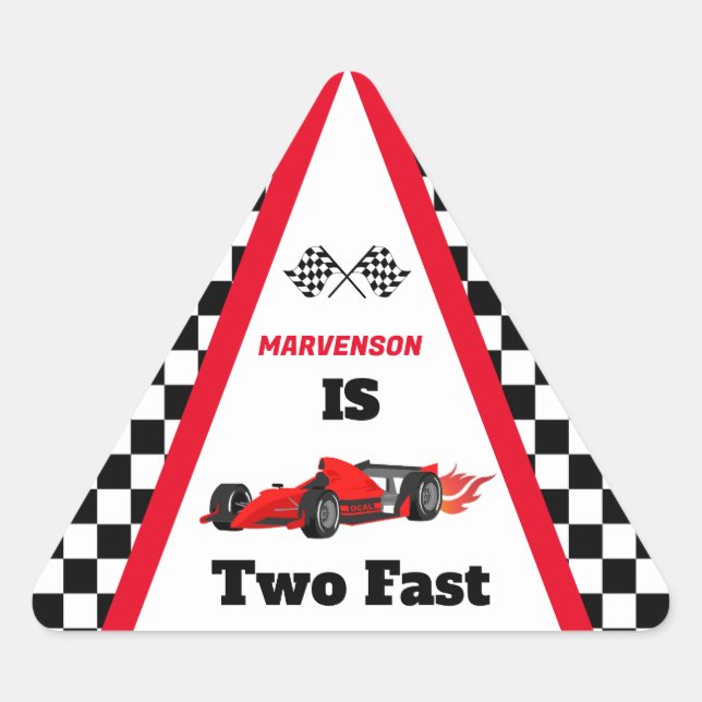 Growing UP TWO Fast  Race Car Boy 2nd Birthday Pap Triangle Sticker (Front)