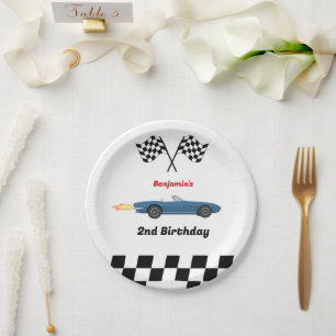 Growing UP TWO Fast  Race Car Boy 2nd Birthday Paper Plate