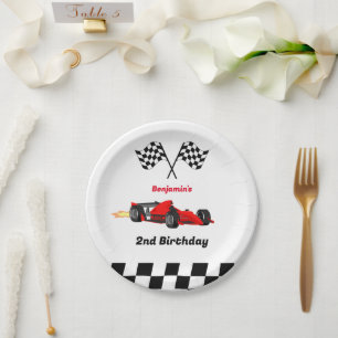Growing UP TWO Fast  Race Car Boy 2nd Birthday Paper Plate