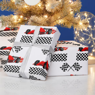 Growing UP TWO Fast Race Car Boy 2nd Birthday  Wrapping Paper