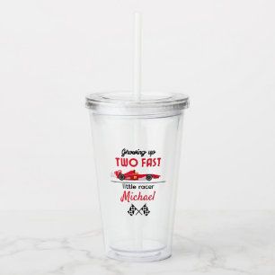 Growing Up Two Fast Red Race Car Boy 2nd birthday Acrylic Tumbler