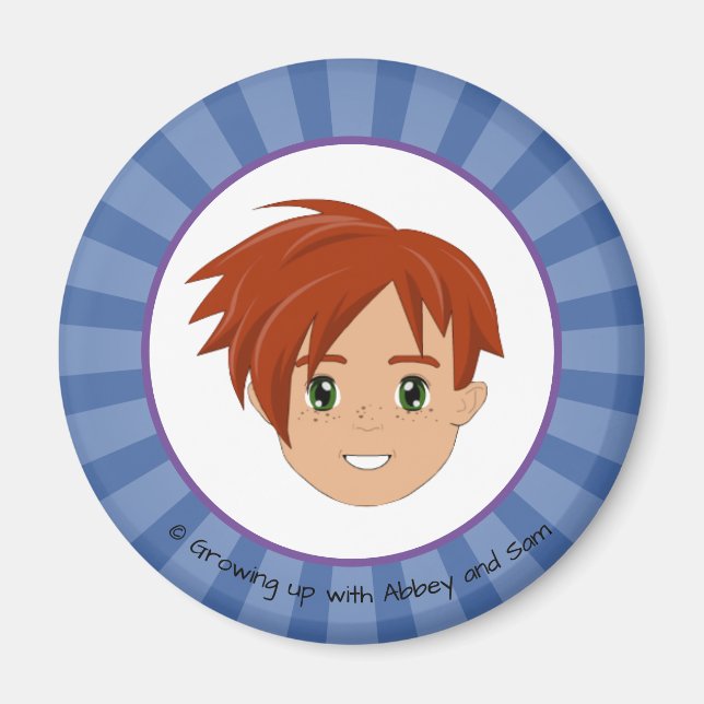 Growing up with Abbey and Sam Blue Magnet (Sam) (Front)