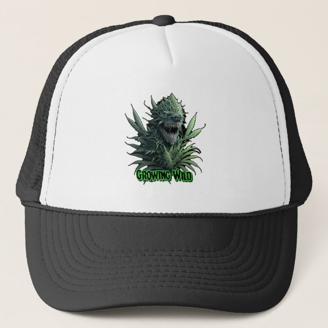 “Growing wild” cool weed plant design for print Trucker Hat (Front)