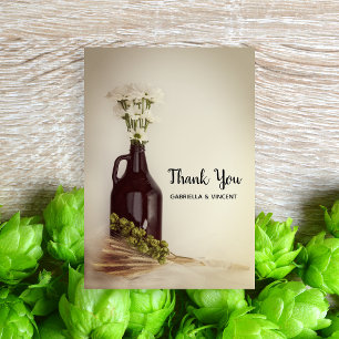 Growler Hops Daisies Brewery Wedding Thank You Card