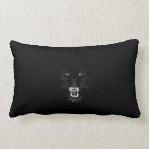 growling black panther lumbar pillow