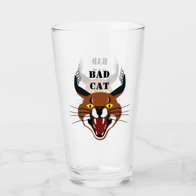 Growling Caracal Bad Cat Glass (Front)