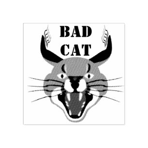 Growling Caracal Bad Cat Rubber Stamp