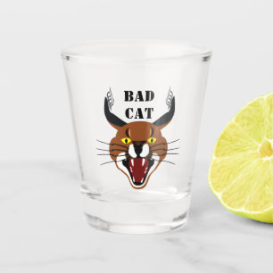 Growling Caracal Bad Cat Shot Glass