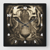 Growling Tiger Face in Sepia Tones