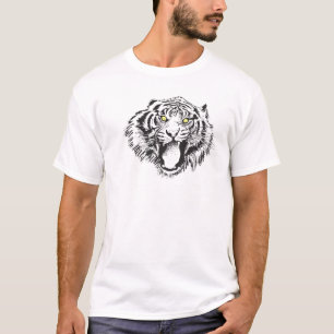 Growling Tiger in Black with Yellow Eyes T-Shirt