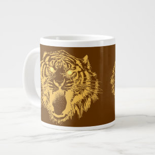 Growling Tiger in Orange With Yellow Eyes Large Coffee Mug