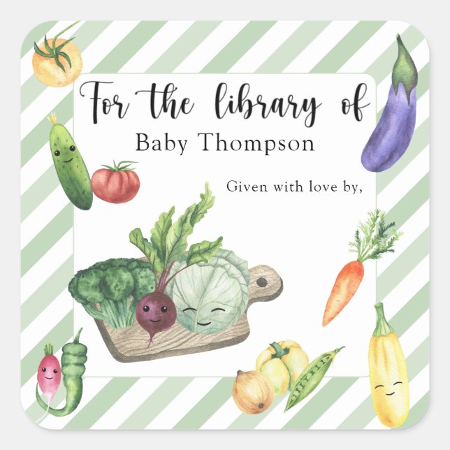 Grown Baby Shower bookplate - for the library of Square Sticker (Front)