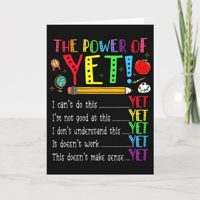 Growth Mindset Back To School Power Of Yet Positiv Card (Front)