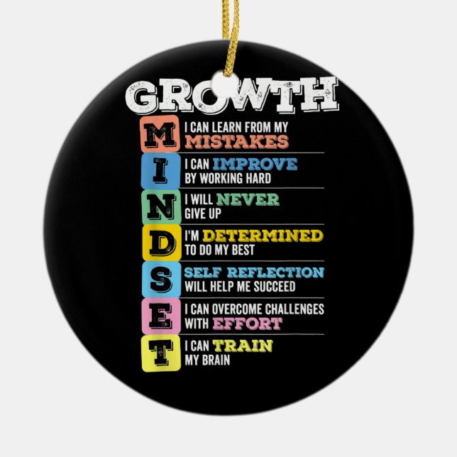 Growth Mindset Classroom Brain Motivation Entrepre Ceramic Ornament (Front)
