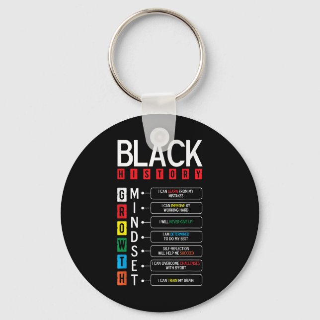 Growth Mindset Definition Cool Black History Month Keychain (Front)