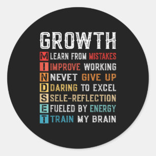 Growth Mindset Definition Motivational Self Confid Classic Round Sticker