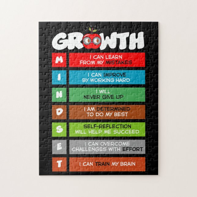 Growth Mindset Funny Classroom Brain Motivation Jigsaw Puzzle (Vertical)