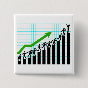 Growth Success Progress Bar Chart 2 Inch Square Button