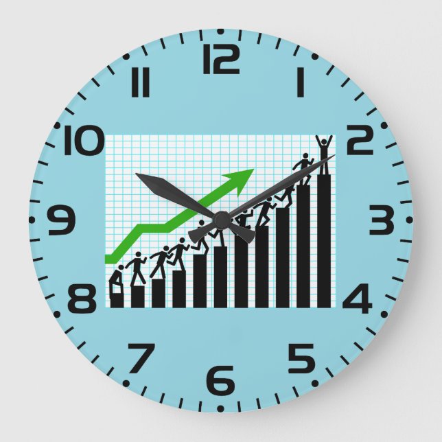 Growth Success Progress Bar Chart Large Clock (Front)