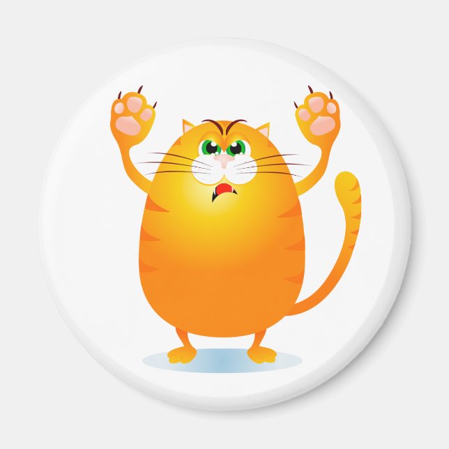 Grr! Funny cartoon cat, magnet (Front)