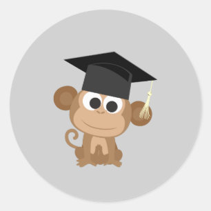 Gruaduation Monkey Classic Round Sticker