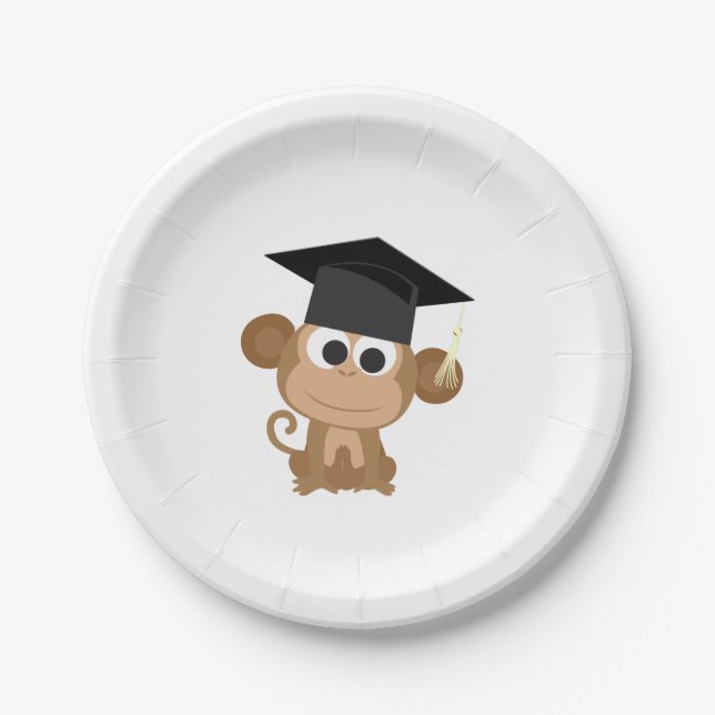 Gruaduation Monkey Paper Plate (Front)