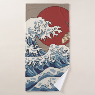 Grue et illustration de vague japonaise C traditio