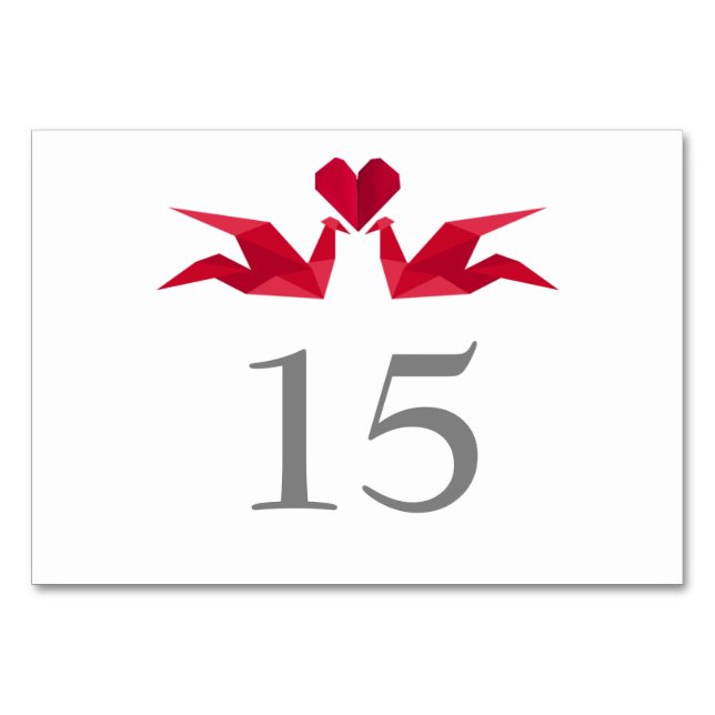 grues en papier rouge origami numéros de table Mar (Devant)