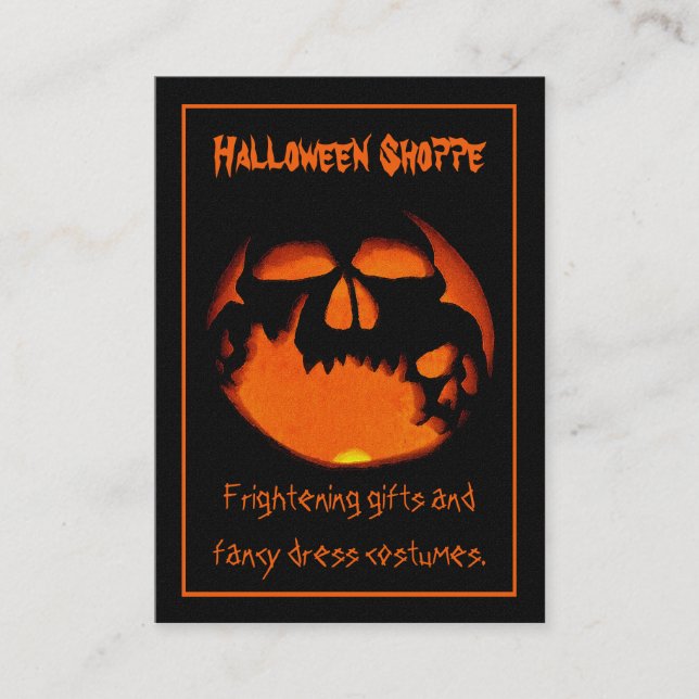 Gruesome Vampire Skulls Silhouette Halloween Store Business Card (Front)