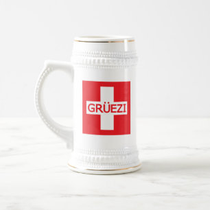 Gruezi Switzerland Flag Beer Stein