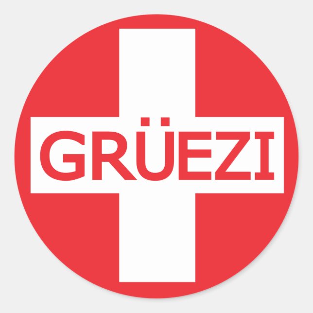 Gruezi Switzerland Flag Classic Round Sticker (Front)