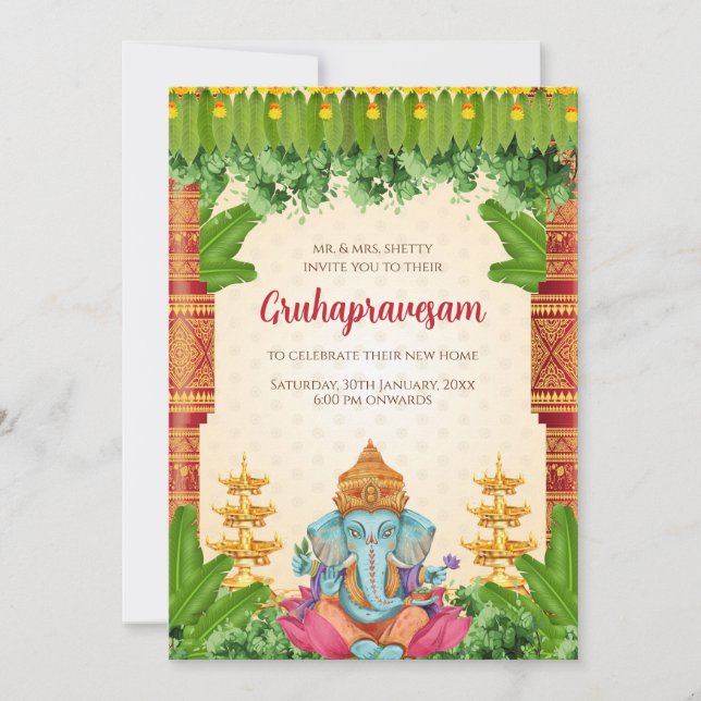 Gruhapravesam invite Grihapravesh invitation (Front)