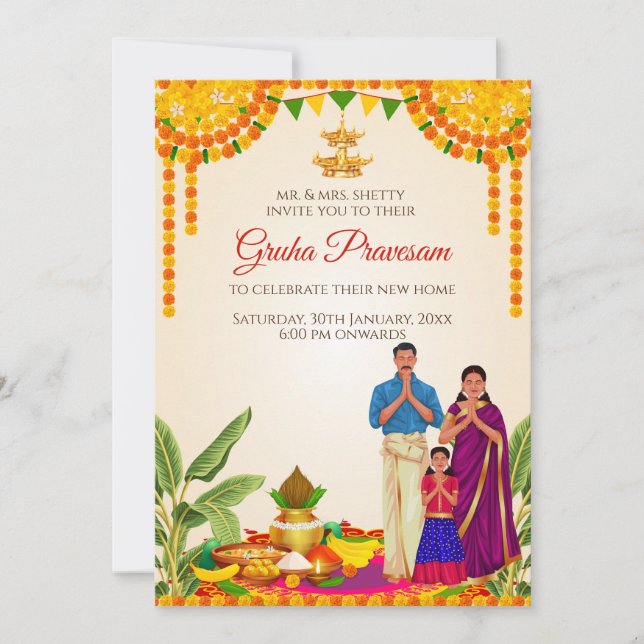 Gruhapravesh invitation & Gruhapravesam invite (Front)