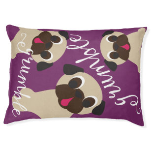 Grumble, Grumble 3 Fawn Pugs Dog Bed on Purple