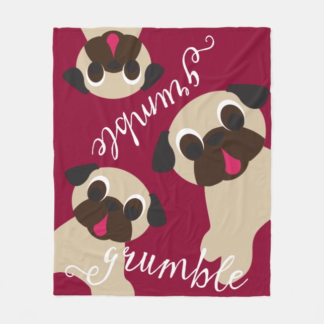 Grumble, Grumble Fawn Pugs Fleece Blanket (Front)