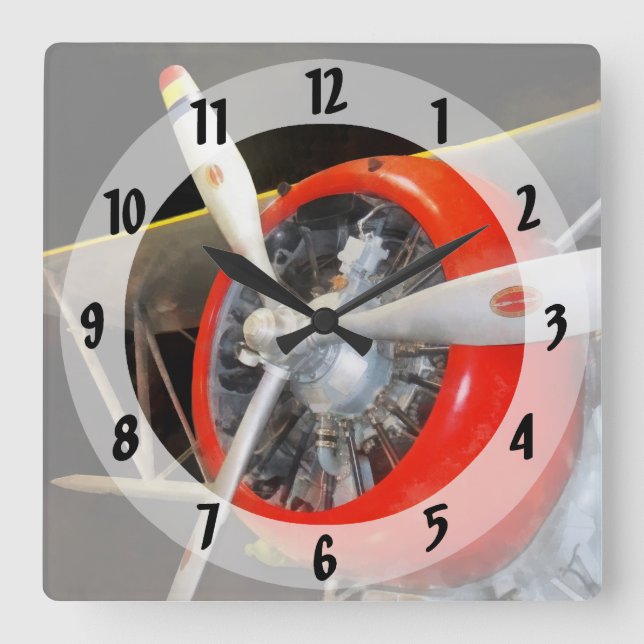 Grumman F3F-2 Biplane Square Wall Clock (Front)