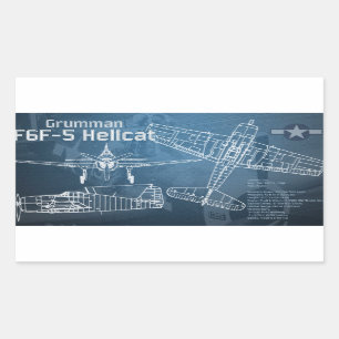 Grumman F6F Hellcat Blueprint Sticker