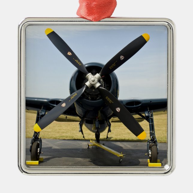 Grumman F8F Bearcat Navy Carrier Fighter on the Metal Ornament (Front)